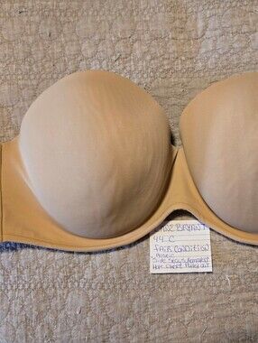 Cacique 44C Strapless Molded Cup Bra in Nude. Side stays removed.